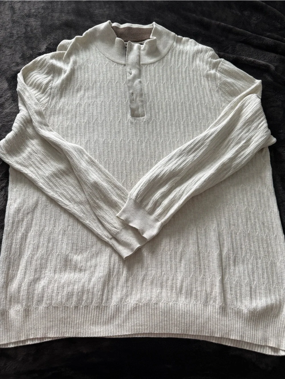 Tasso Elba Cream Quarter zip 100% supima cotton lightweight Sweater
